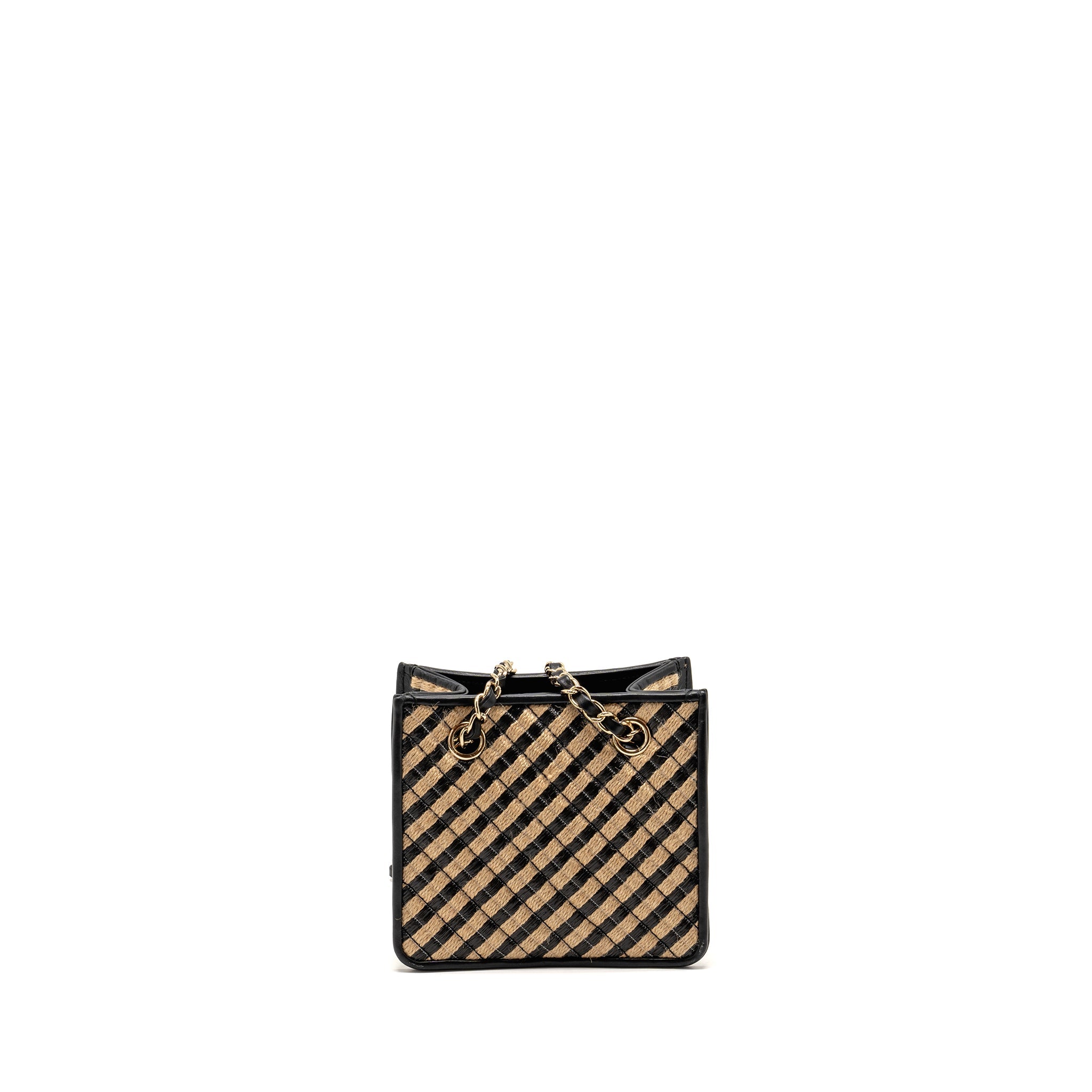 CHANEL URBAN JUNGLE BUCKET BAG RAFFIA/LEATHER BLACK/BEIGE LGHW