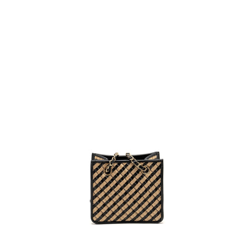 CHANEL URBAN JUNGLE BUCKET BAG RAFFIA/LEATHER BLACK/BEIGE LGHW