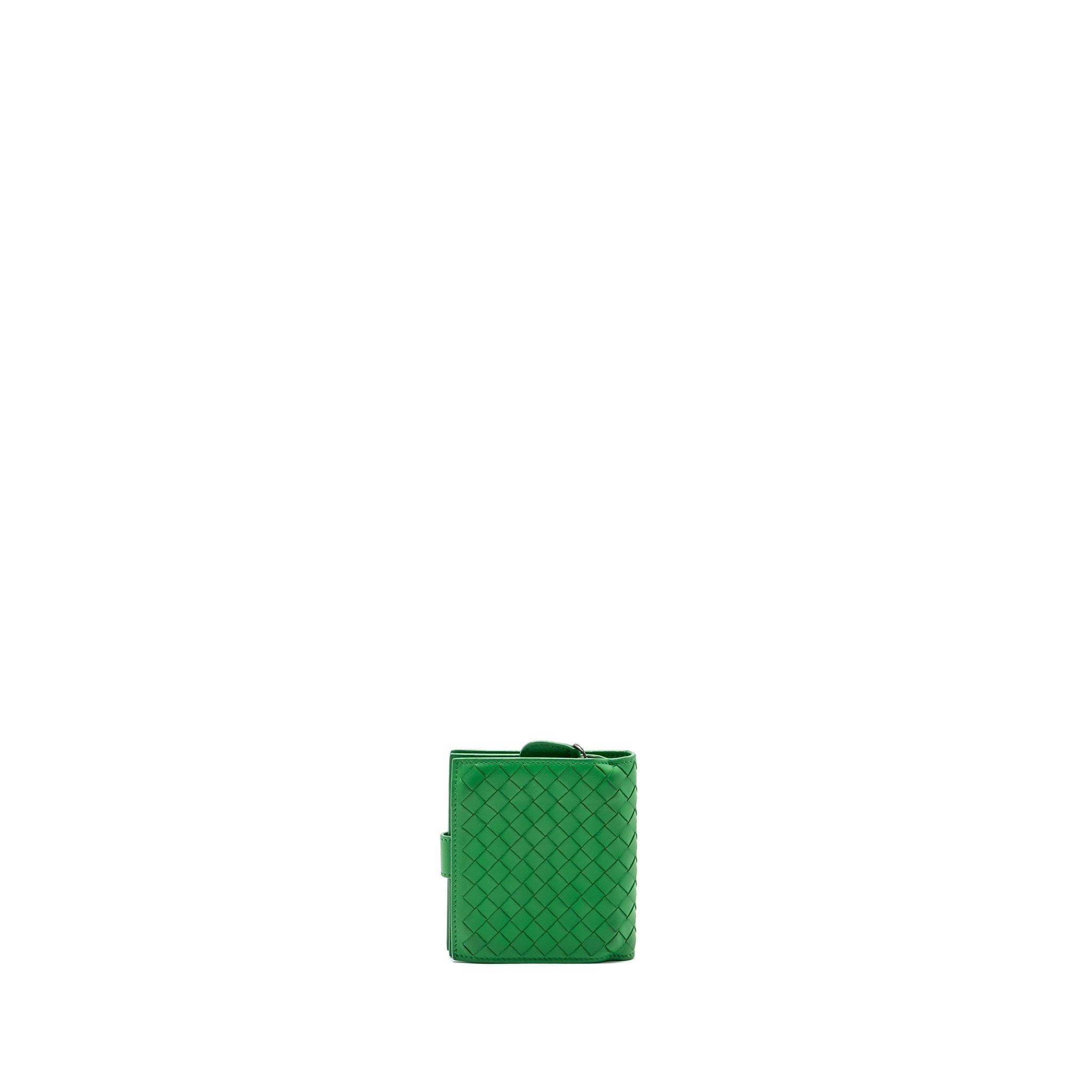 BOTTEGA VENETA FOLD WALLET LEATHER GREEN SHW