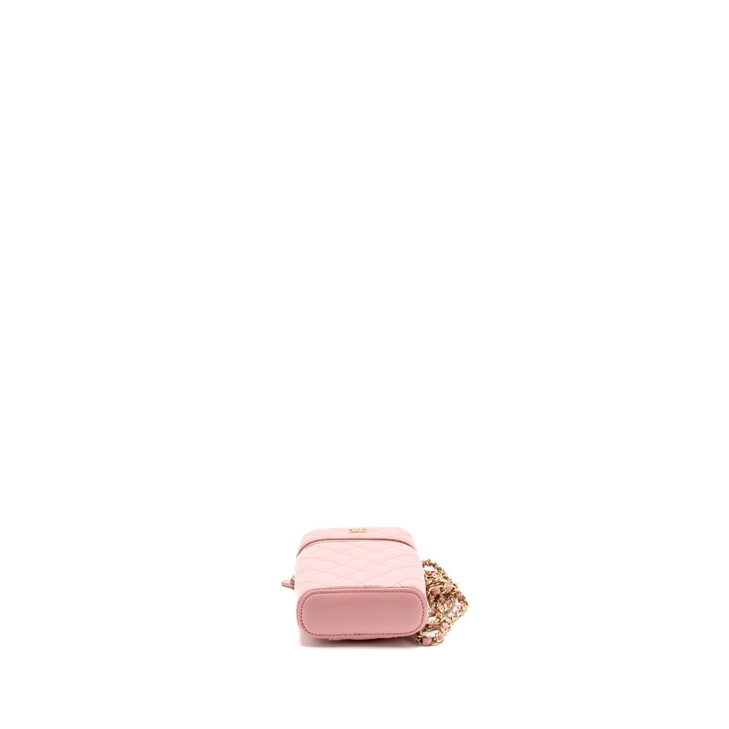CHANEL VANITY PHONE HOLDER WITH CHAIN CAVIAR PINK LGHW