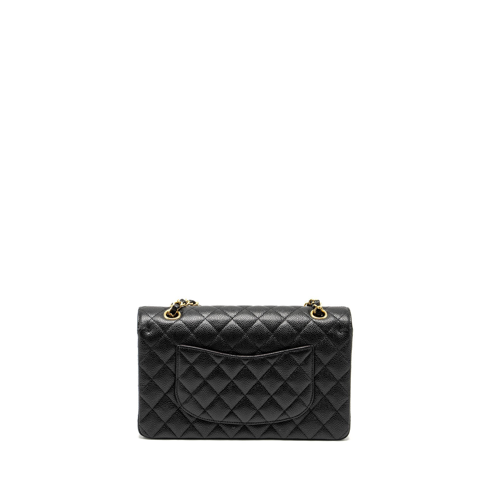 CHANEL MEDIUM CLASSIC DOUBLE FLAP BAG CAVIAR BLACK GHW (MICROCHIP)