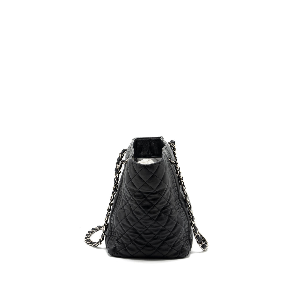 CHANEL CC LOGO SHOPPING TOTE BAG LAMBSKIN BLACK SHW