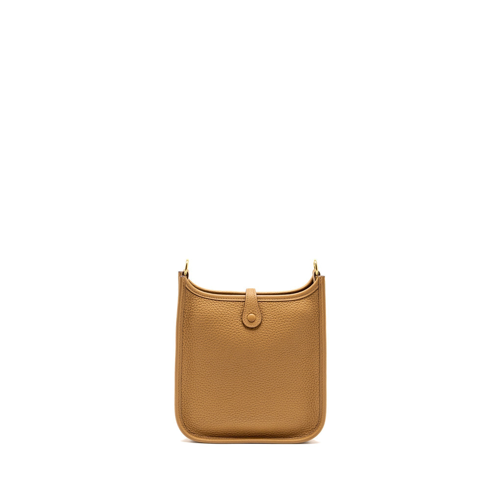 HERMES MINI EVELYNE CLEMENCE BISCUIT / CAMEL GHW
