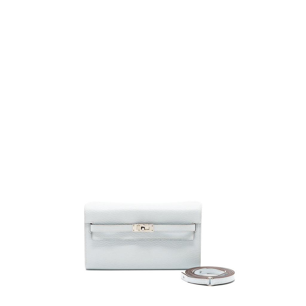 HERMES CLASSIC KELLY TO GO CHEVRE MYSORE BLUE BRUME SHW