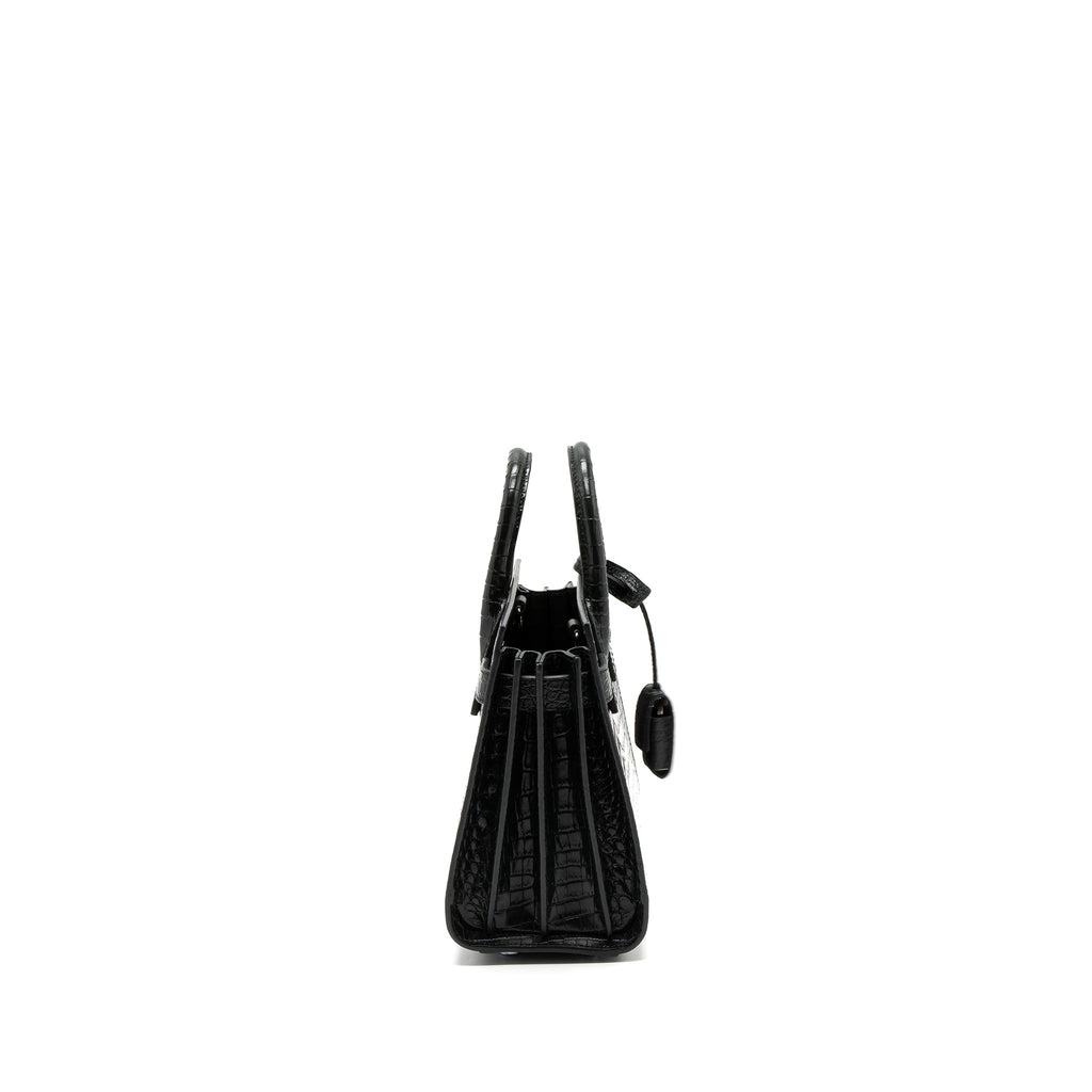 SAINT LAURENT SAC DE JOUR NANO CROC EMBOSSED CALFSKIN DARK GREEN SHW