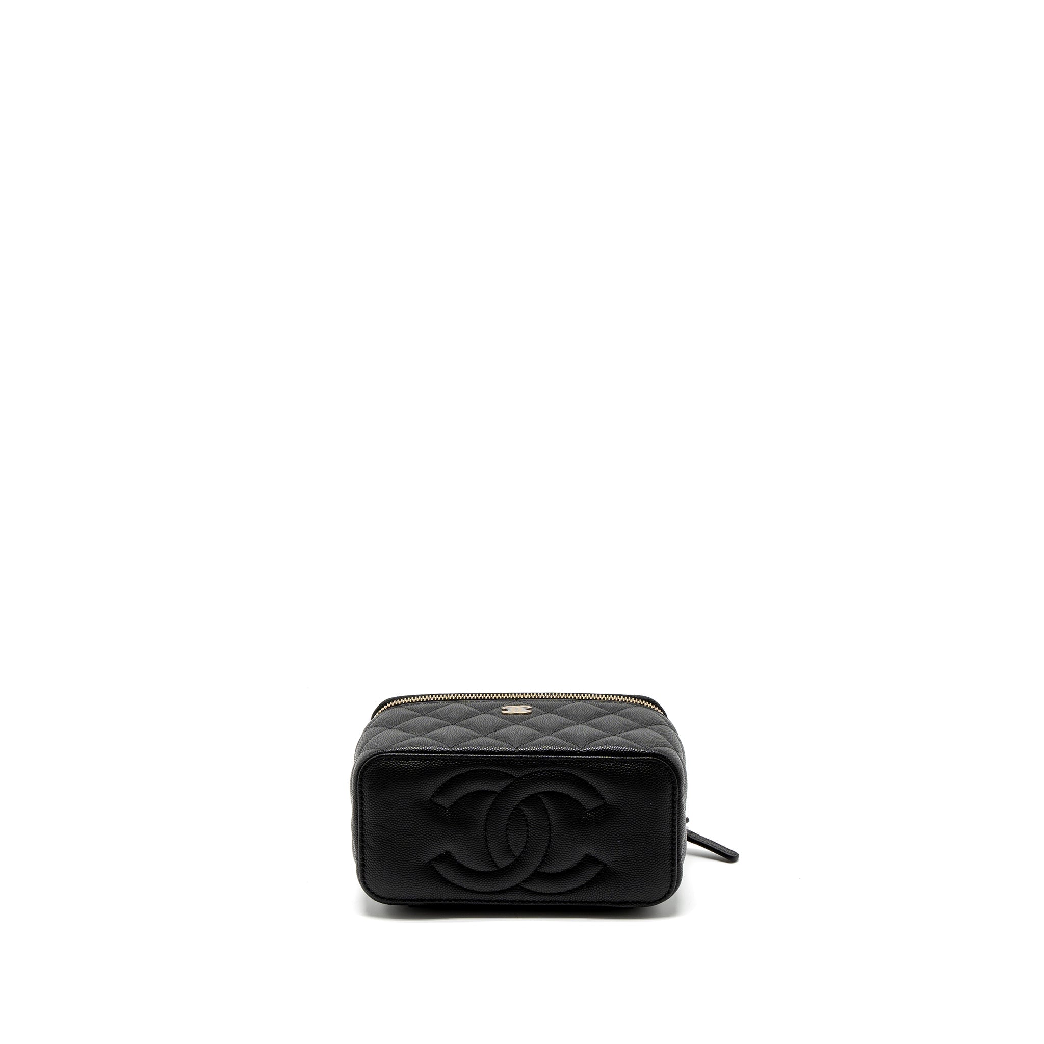 CHANEL LONG VANITY WITH CHAIN CAVIAR BLACK LGHW (MICROCHIP)