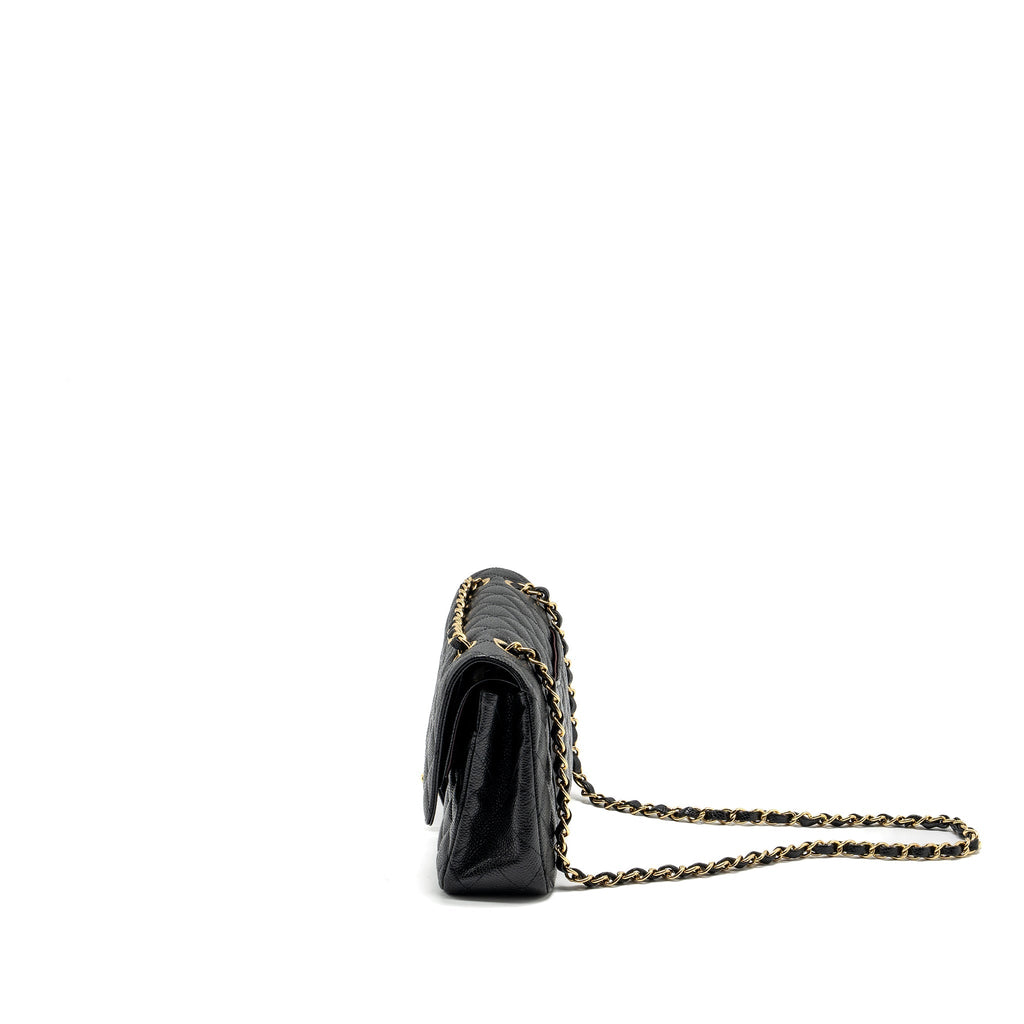 CHANEL MEDIUM CLASSIC DOUBLE FLAP BAG CAVIAR BLACK GHW