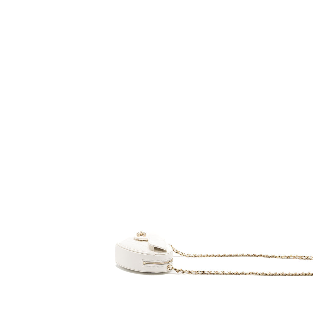 CHANEL 22S SMALL HEART BAG LAMBSKIN WHITE LGHW