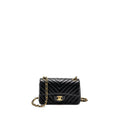 CHANEL MINI RECTANGULAR FLAP BAG CHEVRON LAMBSKIN BLACK GHW