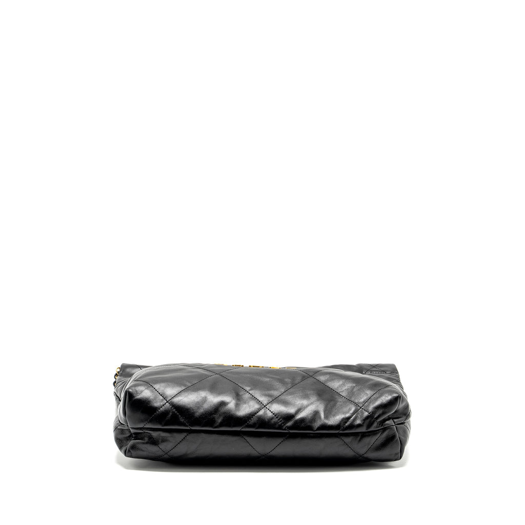 CHANEL SMALL 22 BAG SHINY CALFSKIN BLACK GHW (MICROCHIP)