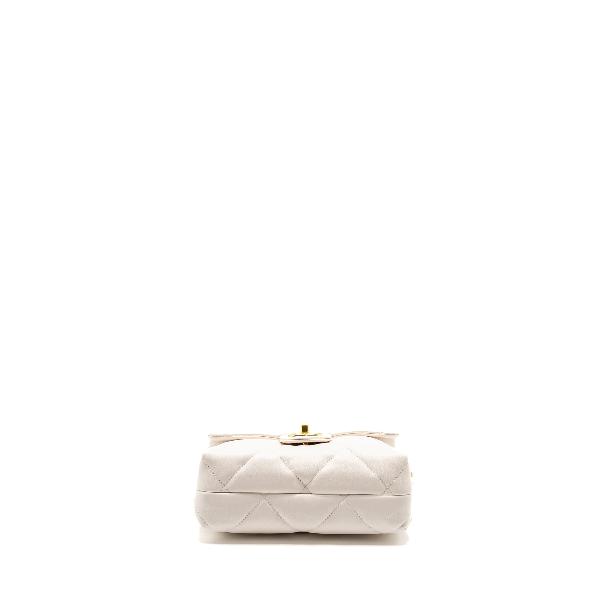 CHANEL 22B CHAIN CUSHION FLAP BAG LAMBSKIN WHITE GHW (MICROCHIP)