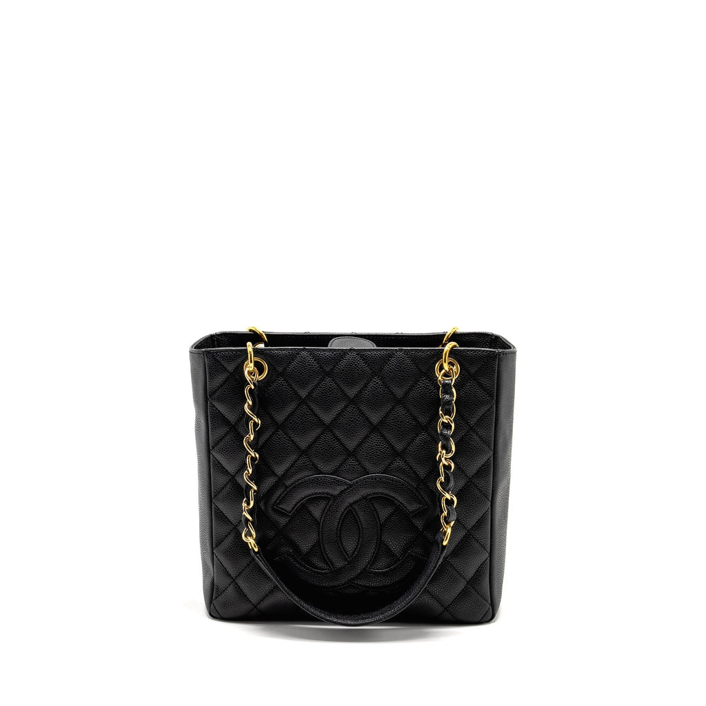 CHANEL PETIT SHOPPING TOTE BAG CAVIAR BLACK GHW