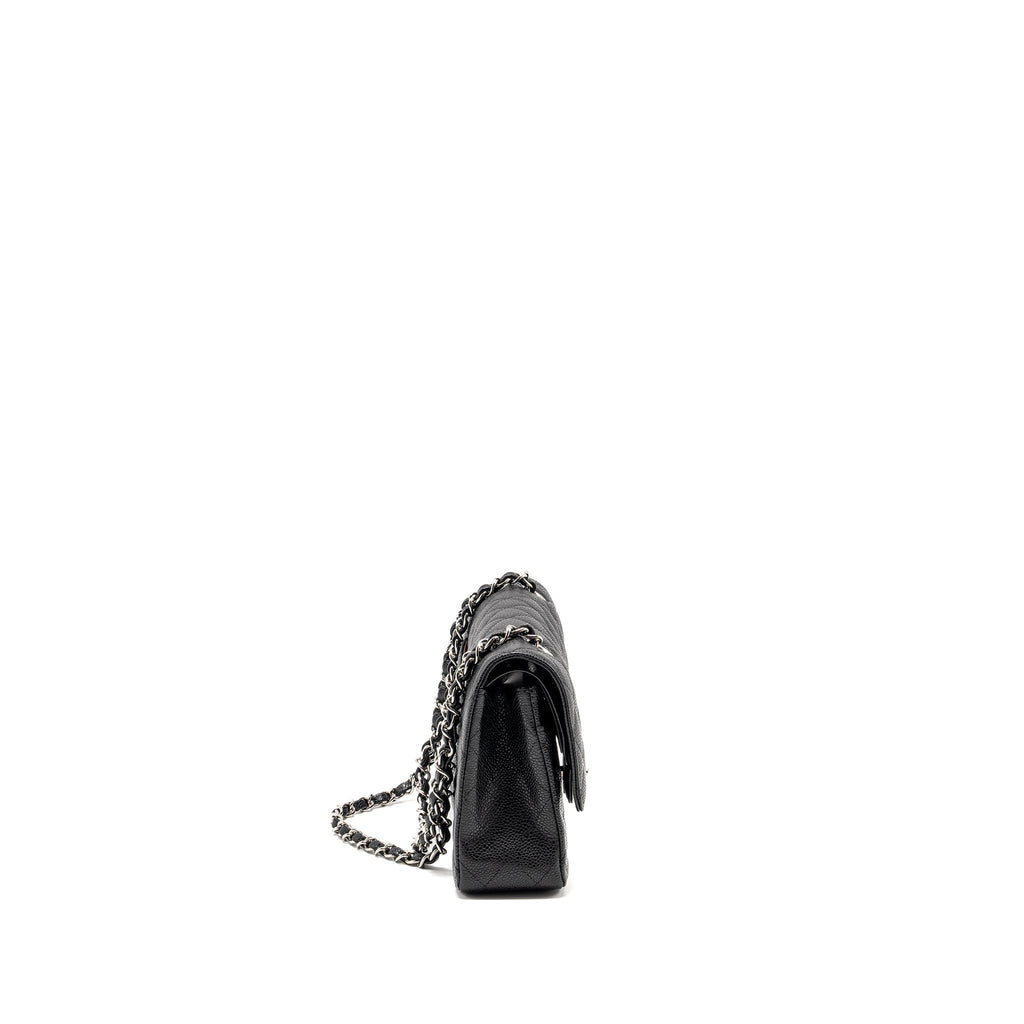 CHANEL MEDIUM CLASSIC DOUBLE FLAP BAG CAVIAR BLACK SHW