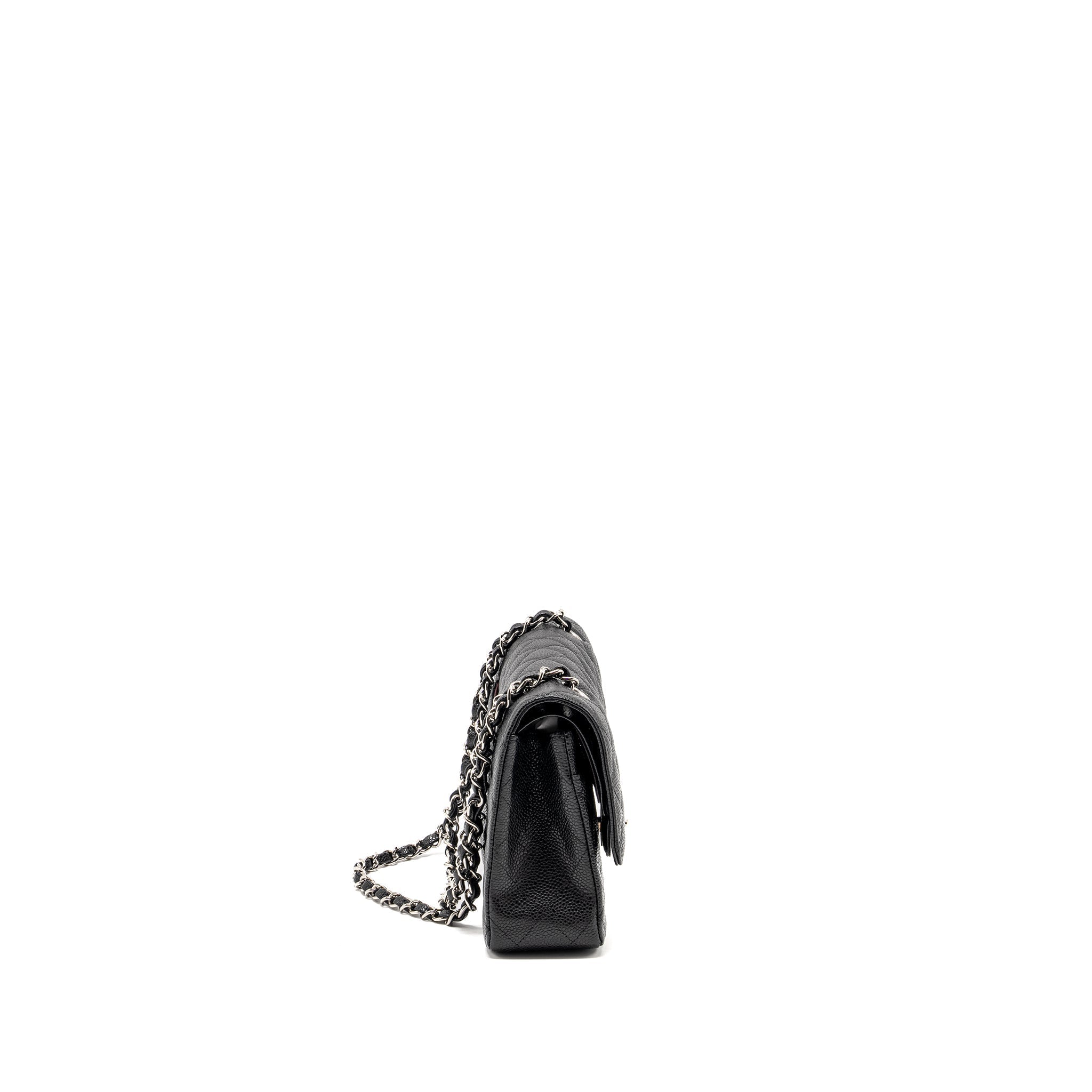 CHANEL MEDIUM CLASSIC DOUBLE FLAP BAG CAVIAR BLACK SHW