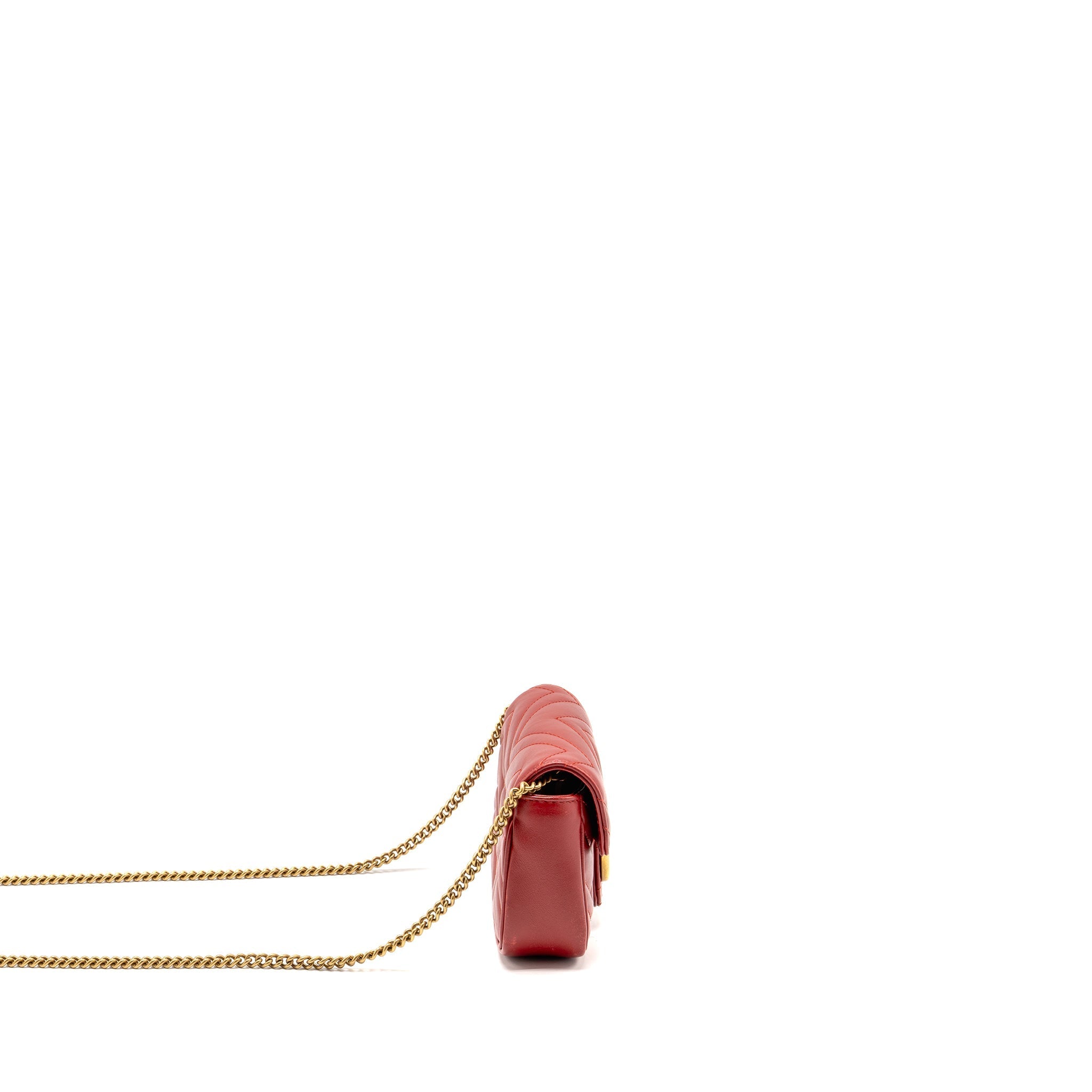 GUCCI GG MARMONT MINI BAG CALFSKIN RED BRUSHED GHW