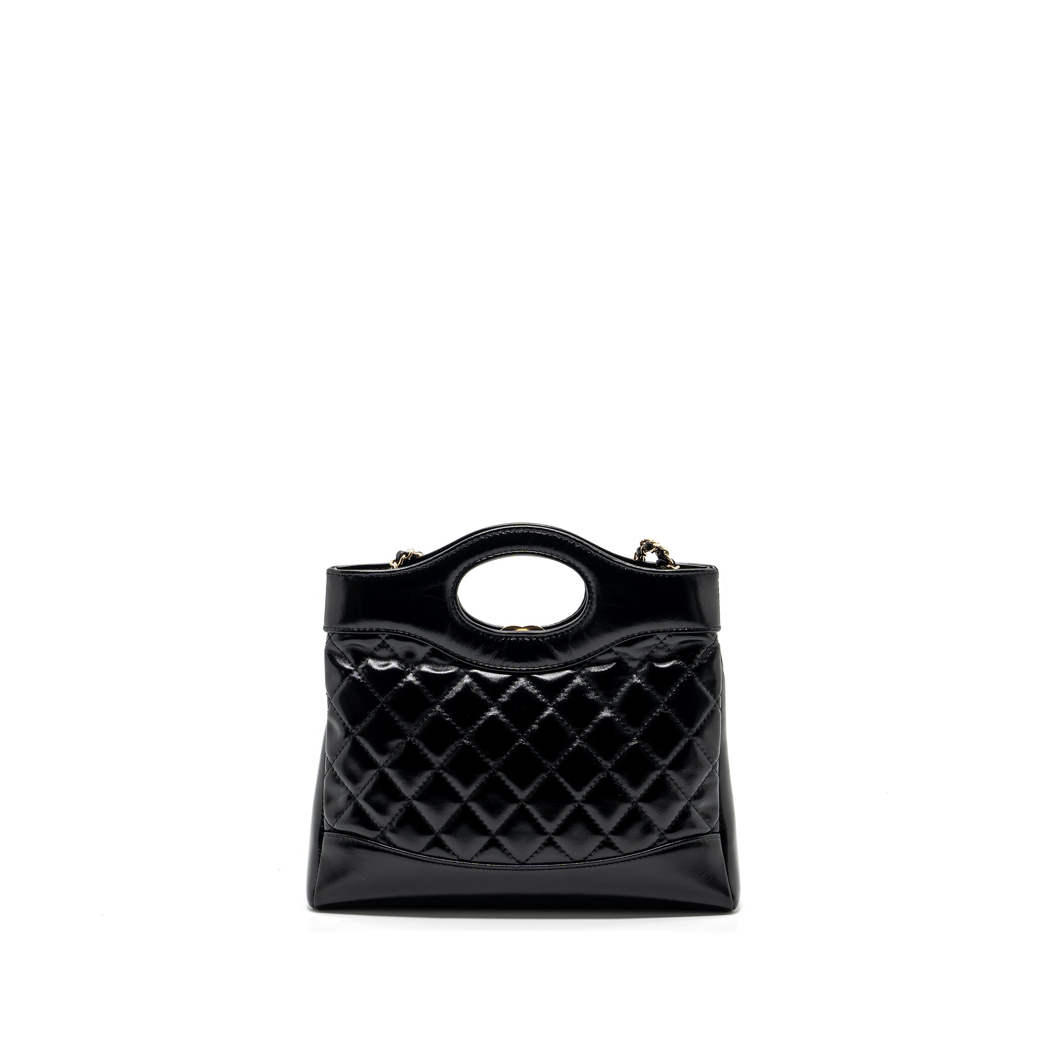 CHANEL 24C MINI 31 BAG SHINY CALFSKIN BLACK LGHW (MICROCHIP)