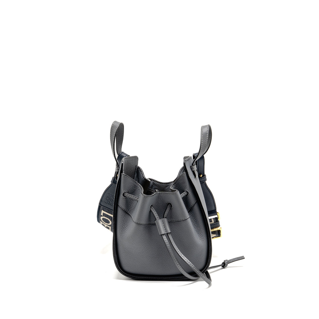 LOEWE MINI HAMMOCK DRAWSTRING BAG GRAINED CALFSKIN GREY GHW