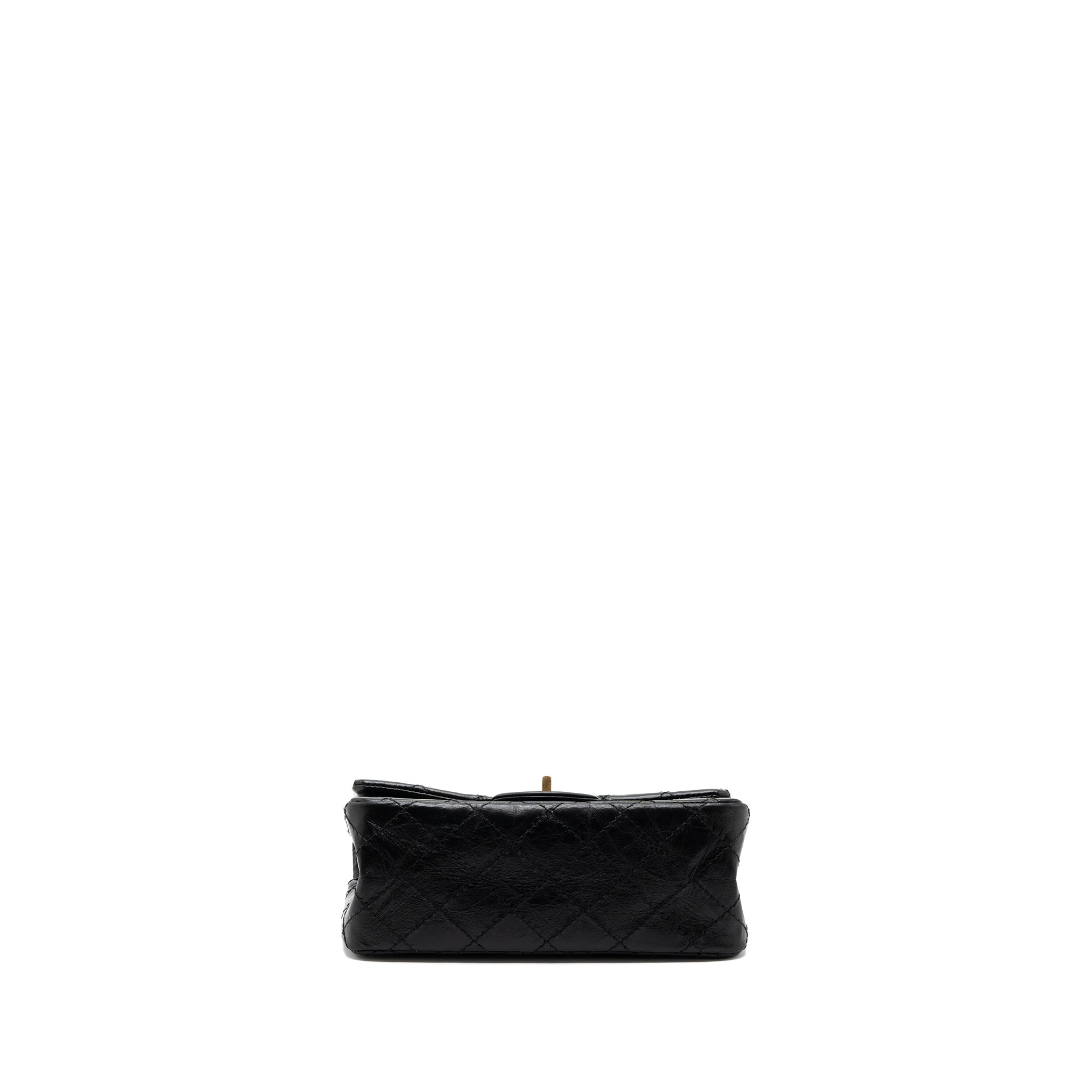 CHANEL MINI 2.55 REISSUE FLAP BAG AGED CALFSKIN BLACK BRUSHED GHW