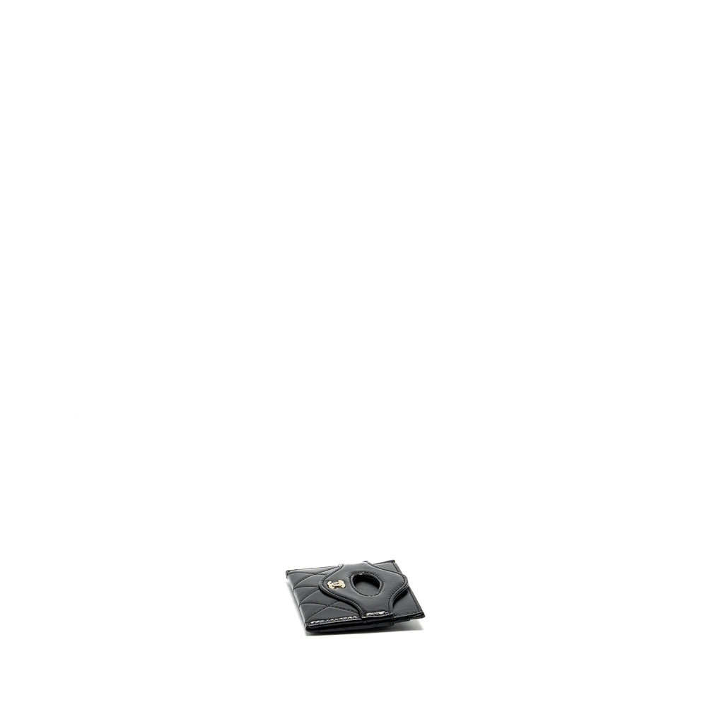 CHANEL 31 CARD HOLDER SHINY GOATSKIN BLACK LGHW (MICROCHIP)