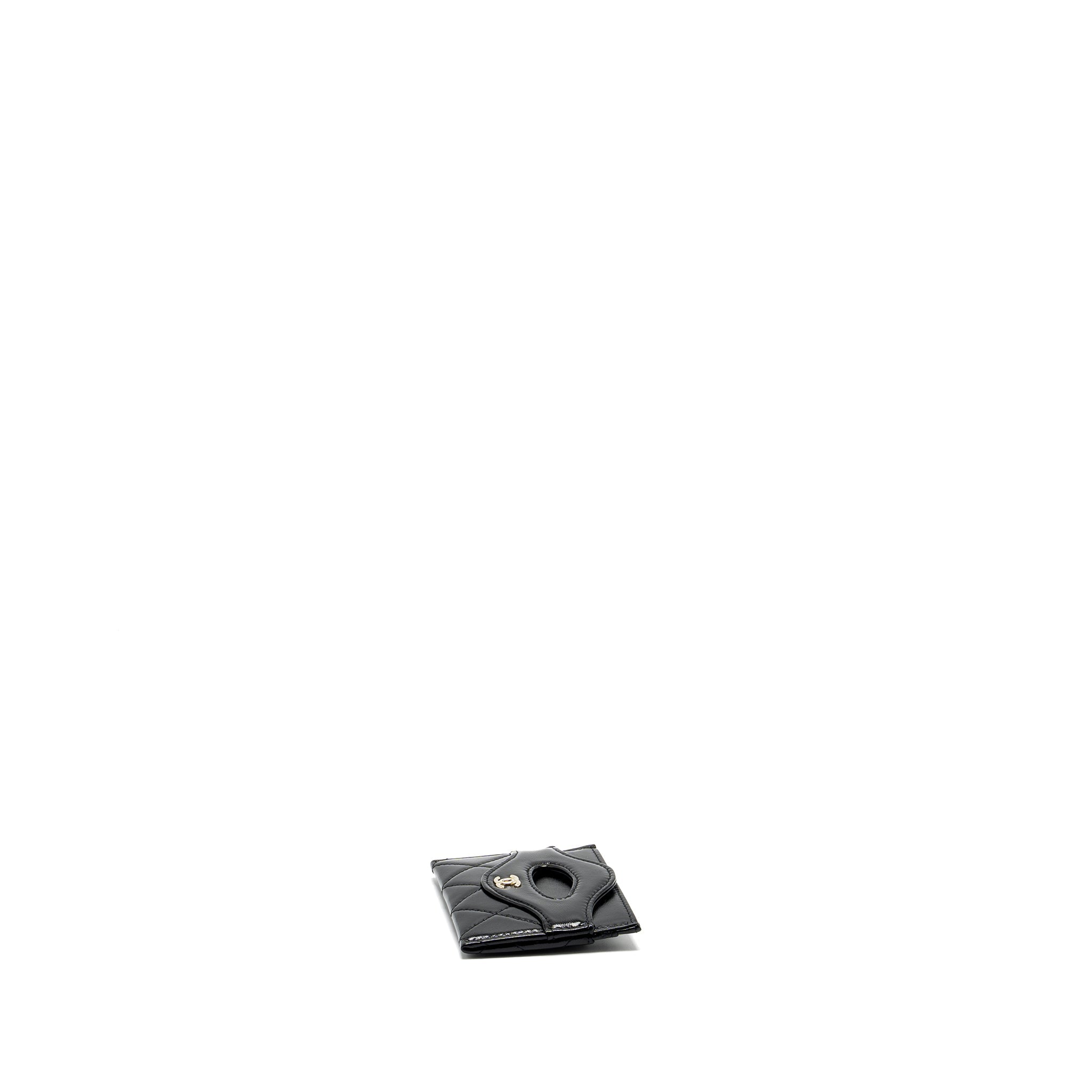 CHANEL 31 CARD HOLDER SHINY GOATSKIN BLACK LGHW (MICROCHIP)