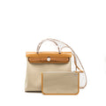 HERMES HERBAG 31 ZIP BAG CANVAS/VACHE HUNTER BETON/NATUREL SABLE SHW