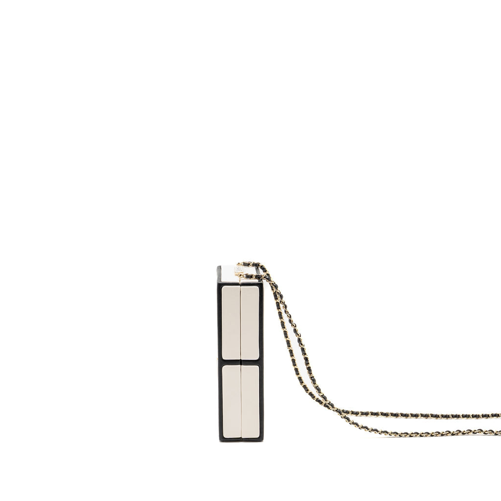 CHANEL N.5 PERFUME BOX MINAUDIERE CLUTCH LIMITED EDITION LAMBSKIN/ENAMEL WHITE/BLACK GHW