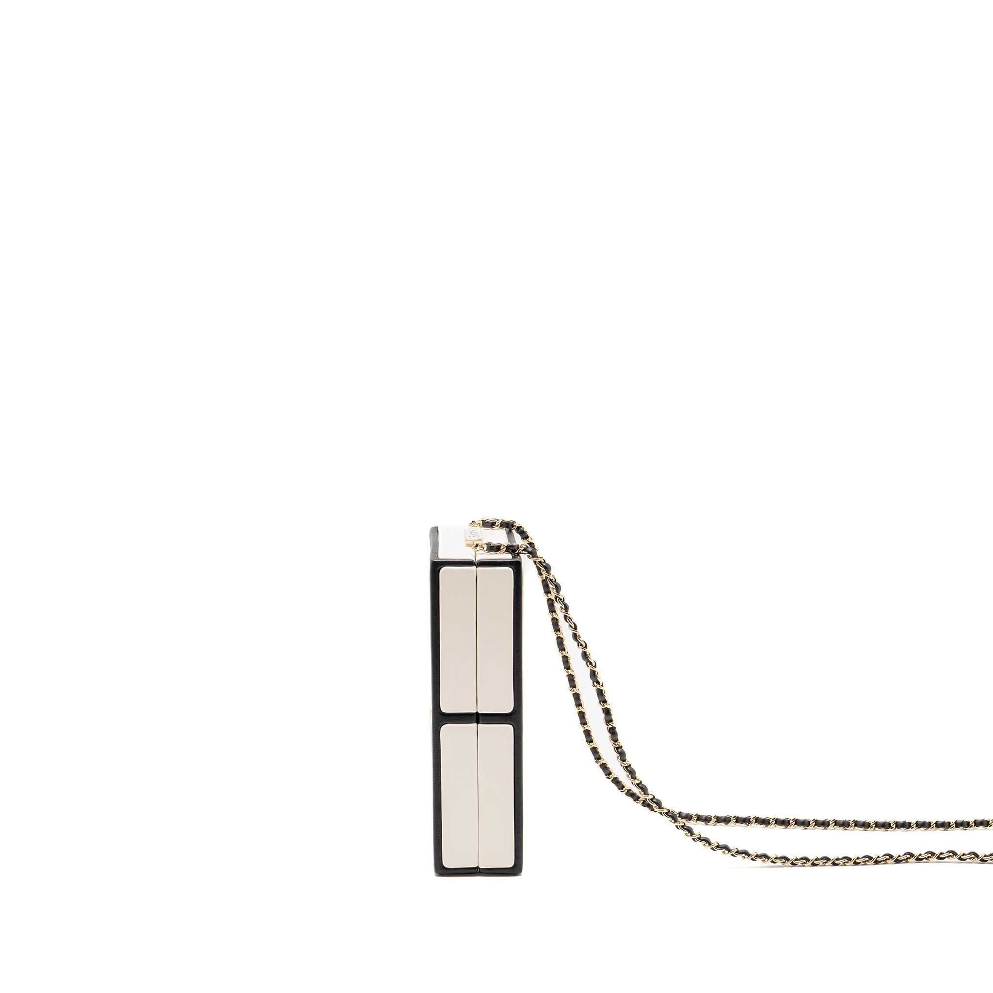 CHANEL N.5 PERFUME BOX MINAUDIERE CLUTCH LIMITED EDITION LAMBSKIN/ENAMEL WHITE/BLACK GHW