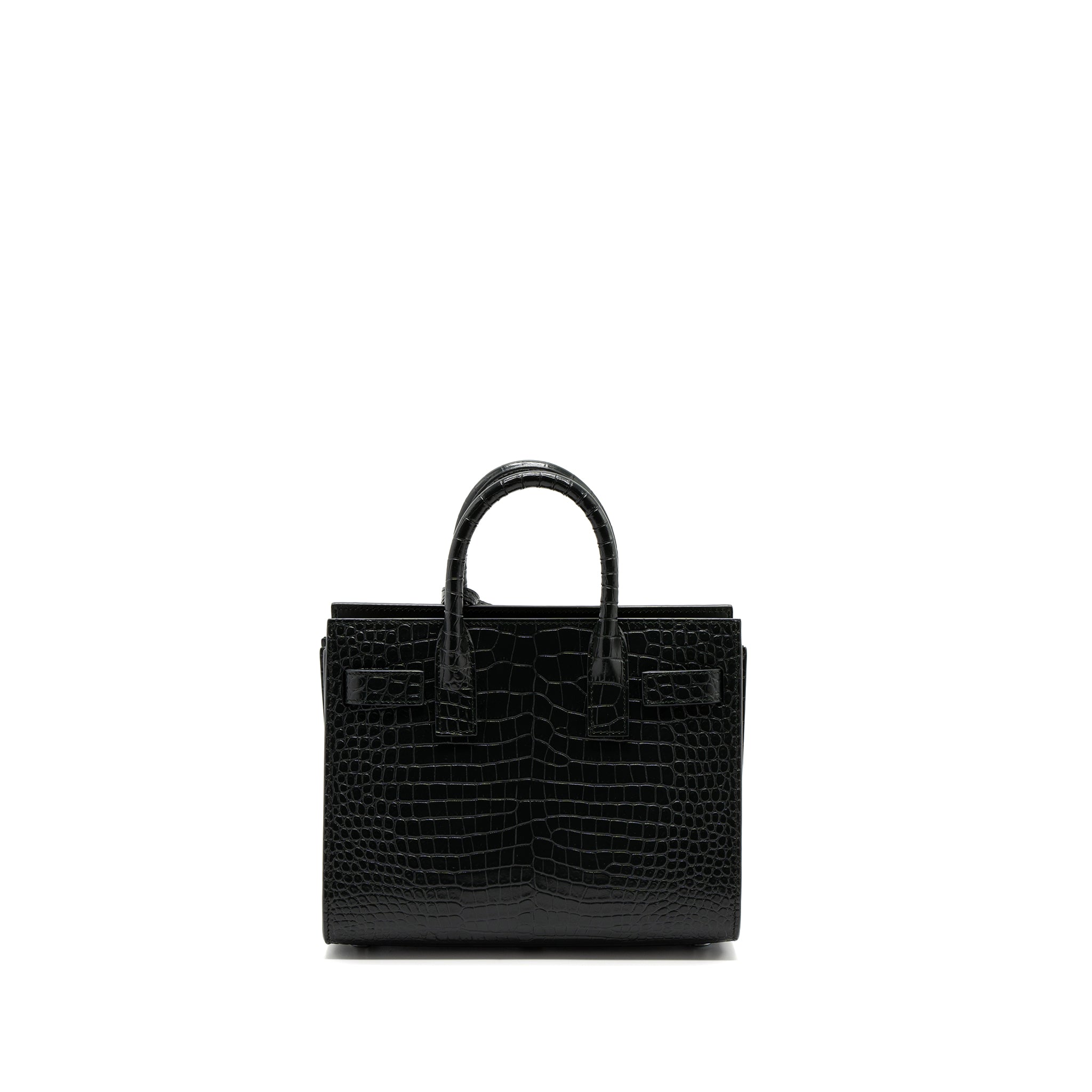 SAINT LAURENT SAC DE JOUR NANO CROC EMBOSSED CALFSKIN DARK GREEN SHW
