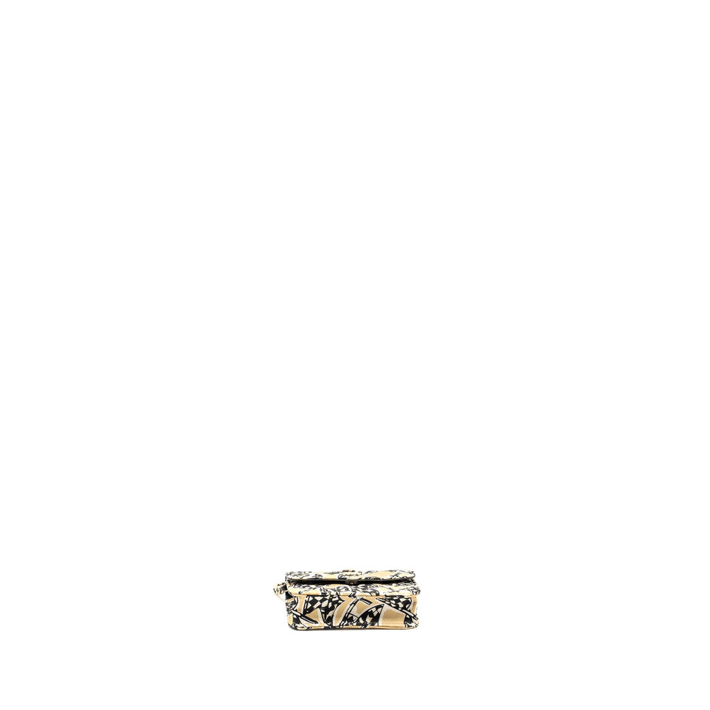 CHANEL MINI FLAP BAG FABRIC BEIGE / MULTICOLOUR LGHW (MICROCHIP)