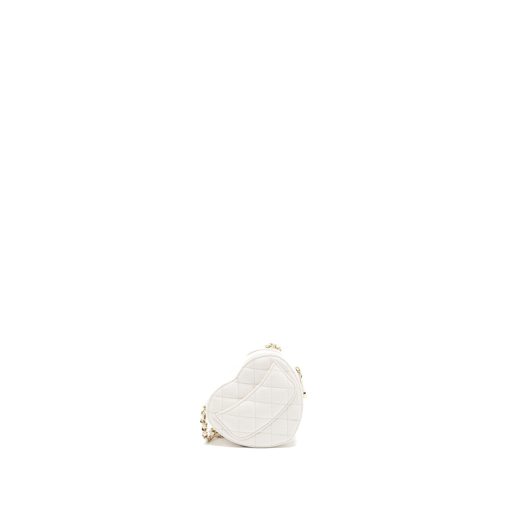 CHANEL 22S SMALL HEART BAG LAMBSKIN WHITE LGHW