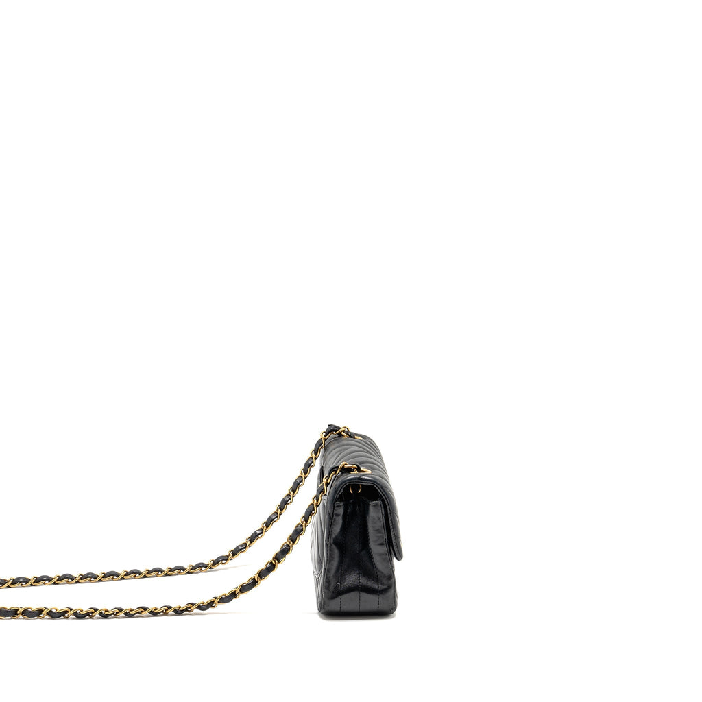 CHANEL MINI RECTANGULAR FLAP BAG CHEVRON LAMBSKIN BLACK GHW