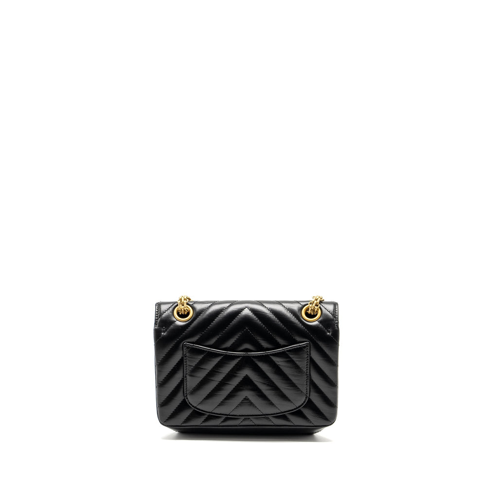 CHANEL MINI 2.55 REISSUE CHEVRON CALFSKIN BLACK GHW (MICROCHIP)