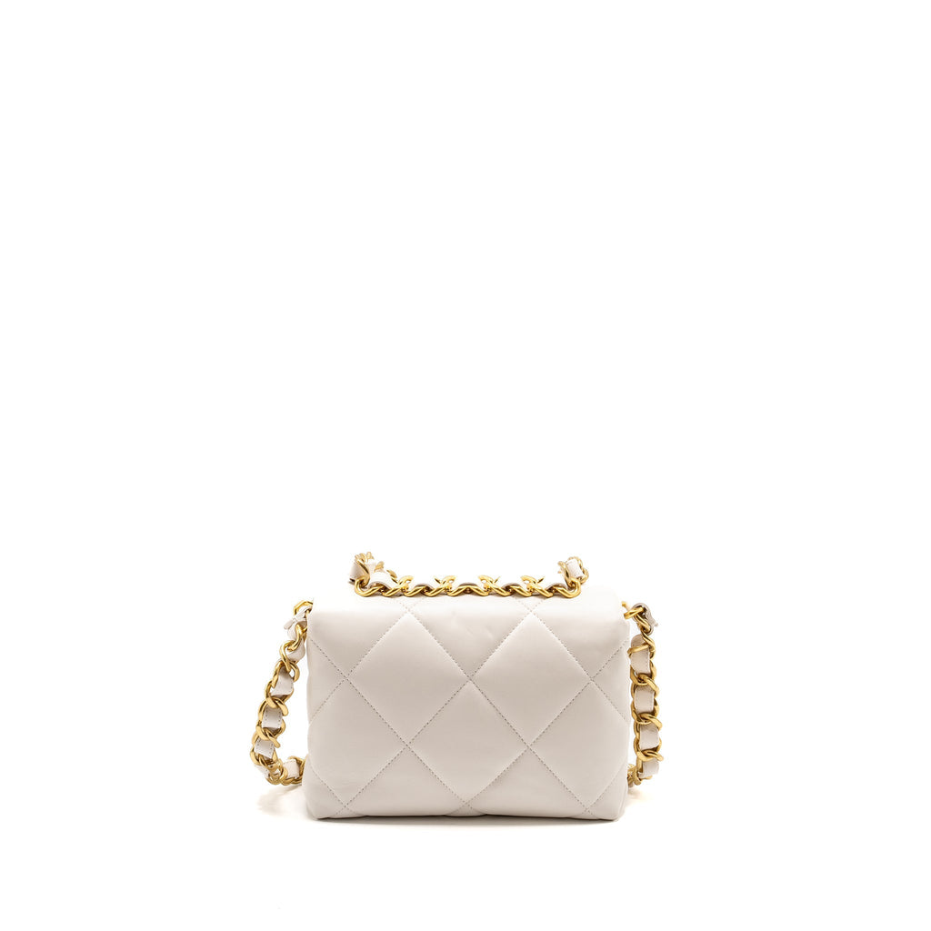 CHANEL 22B CHAIN CUSHION FLAP BAG LAMBSKIN WHITE GHW (MICROCHIP)