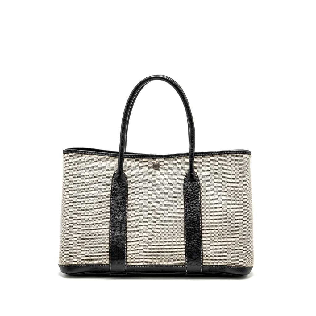 HERMES VINTAGE GARDEN PARTY 36 CANVAS/NEGONDA BLACK/ECRU SHW
