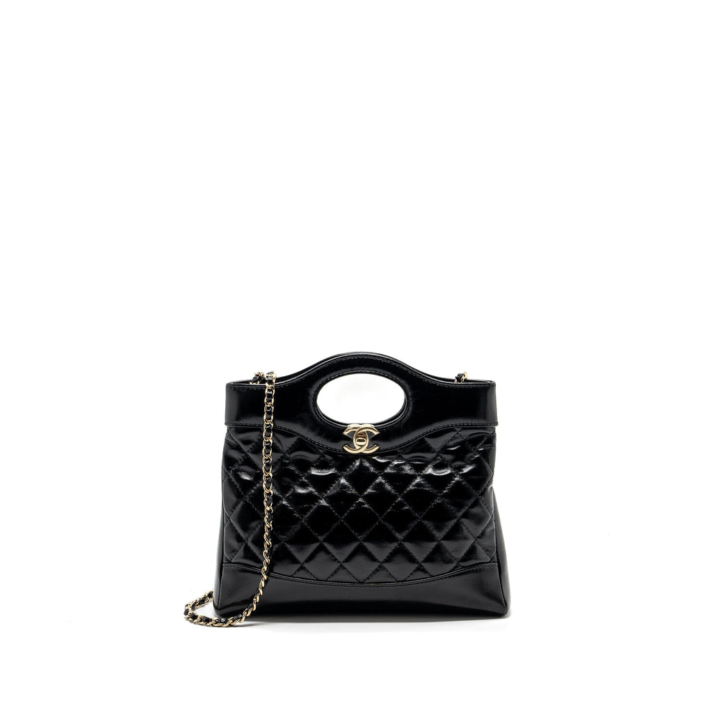 CHANEL 24C MINI 31 BAG SHINY CALFSKIN BLACK LGHW (MICROCHIP)