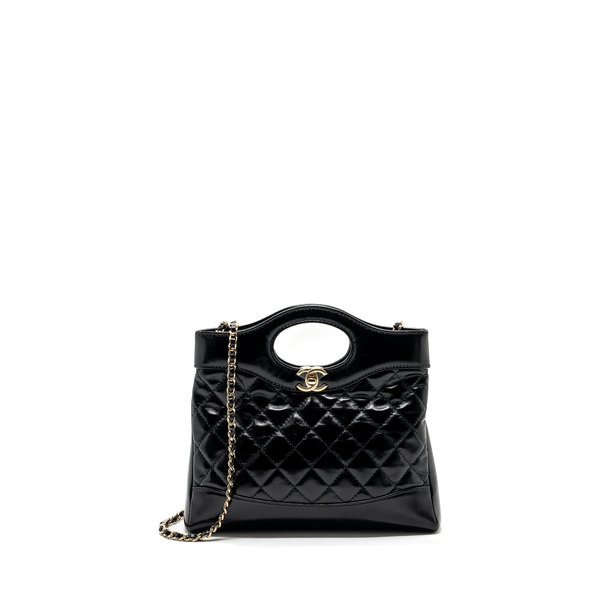 CHANEL 24C MINI 31 BAG SHINY CALFSKIN BLACK LGHW (MICROCHIP)