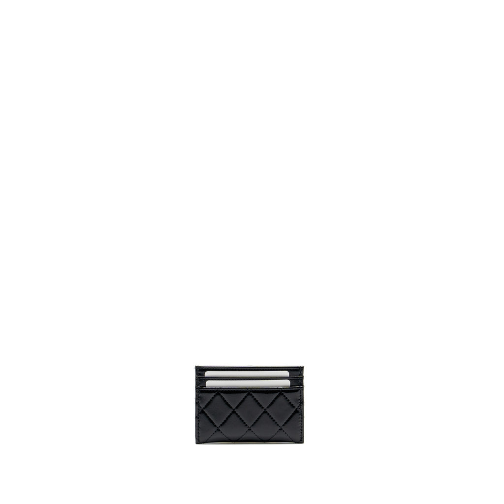 CHANEL 31 CARD HOLDER SHINY GOATSKIN BLACK LGHW (MICROCHIP)