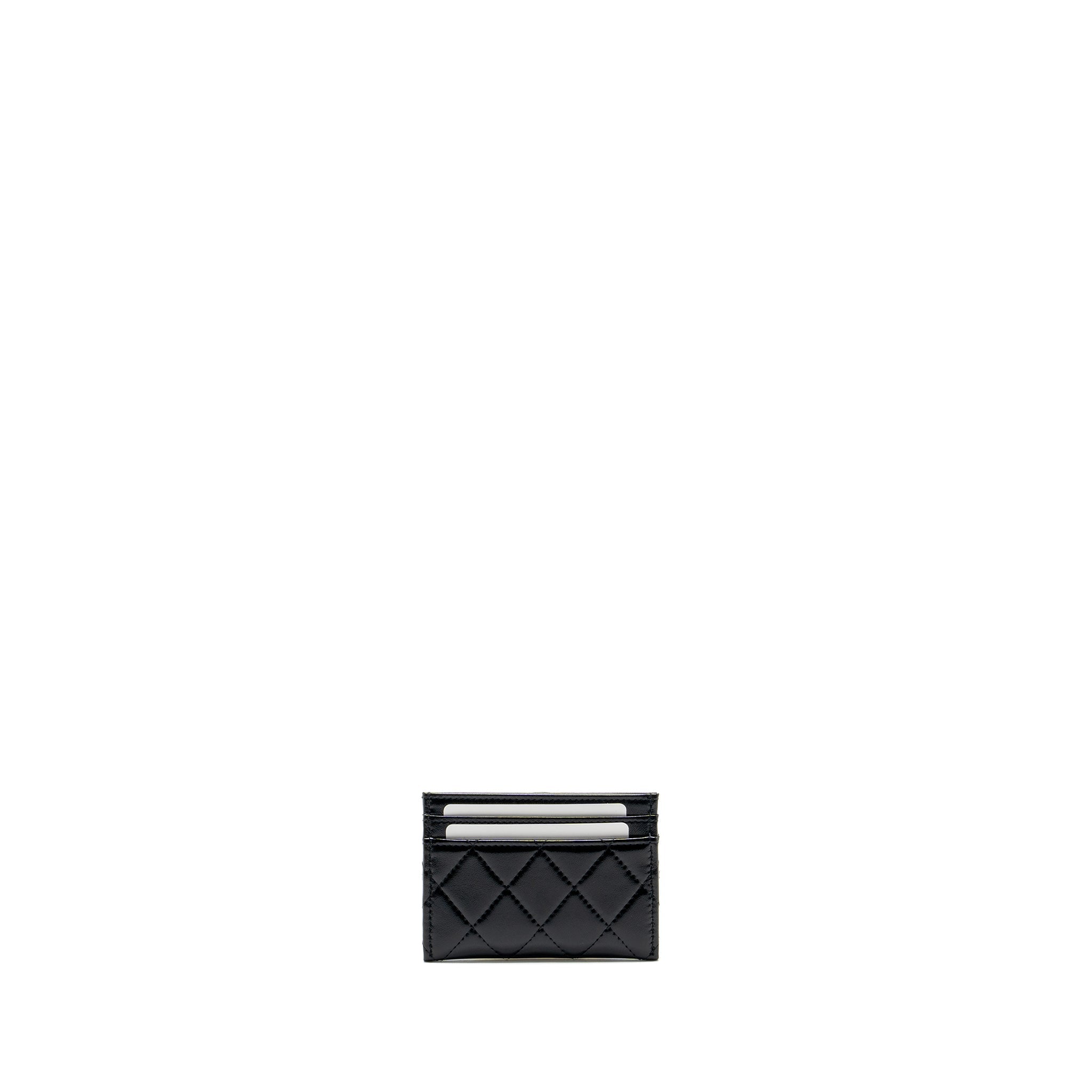 CHANEL 31 CARD HOLDER SHINY GOATSKIN BLACK LGHW (MICROCHIP)