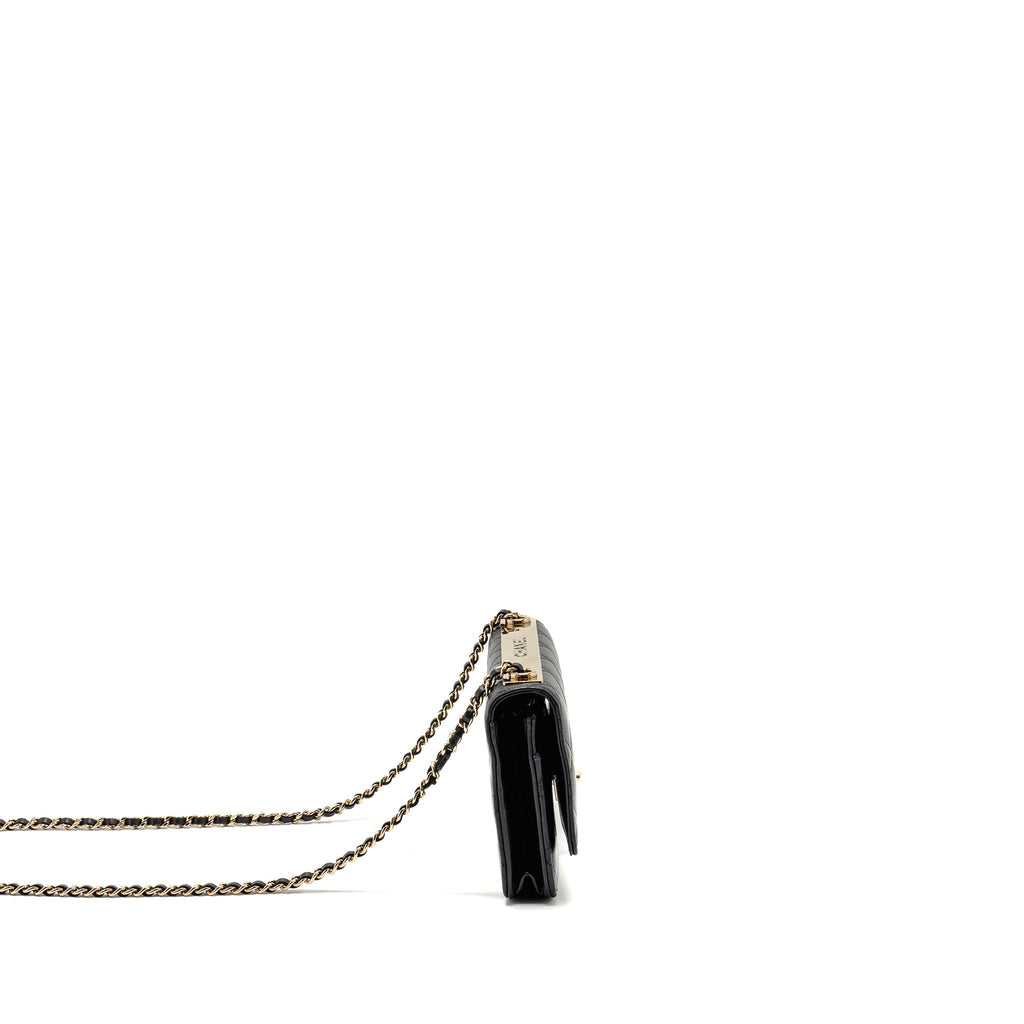 CHANEL TRENDY CC WALLET ON CHAIN LAMBSKIN BLACK LGHW (MICROCHIP)