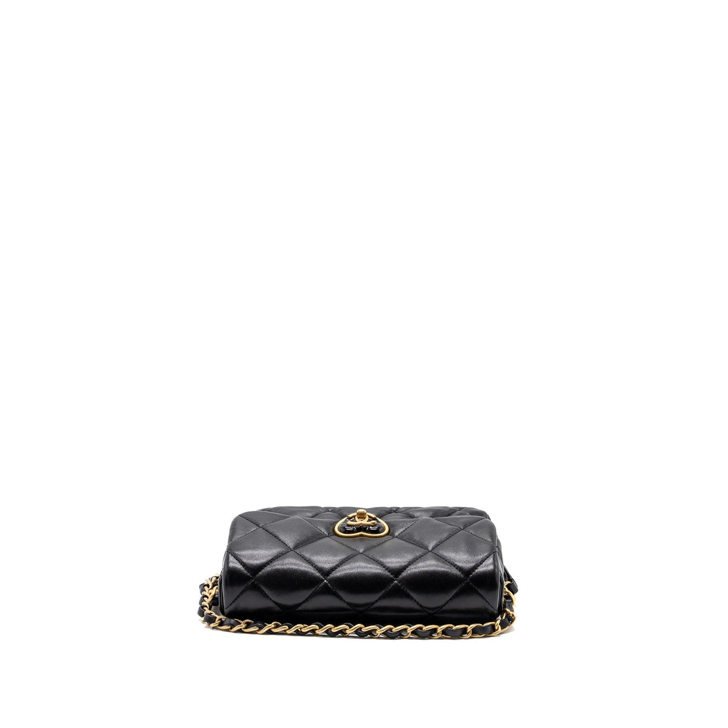 CHANEL 23S COCO LOVE FLAP BAG LAMBSKIN BLACK BRUSHED GHW (MICROCHIP)