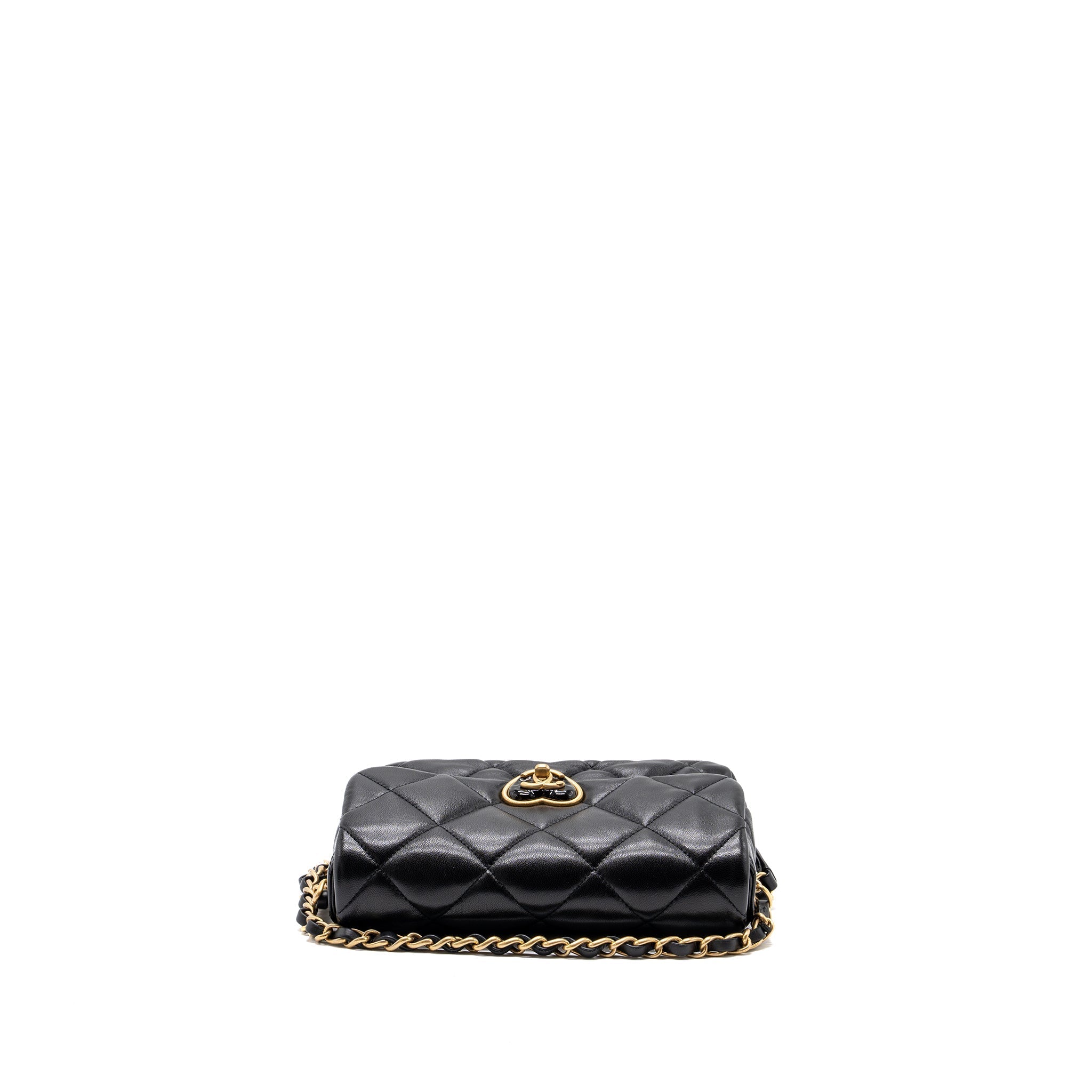 CHANEL 23S COCO LOVE FLAP BAG LAMBSKIN BLACK BRUSHED GHW (MICROCHIP)