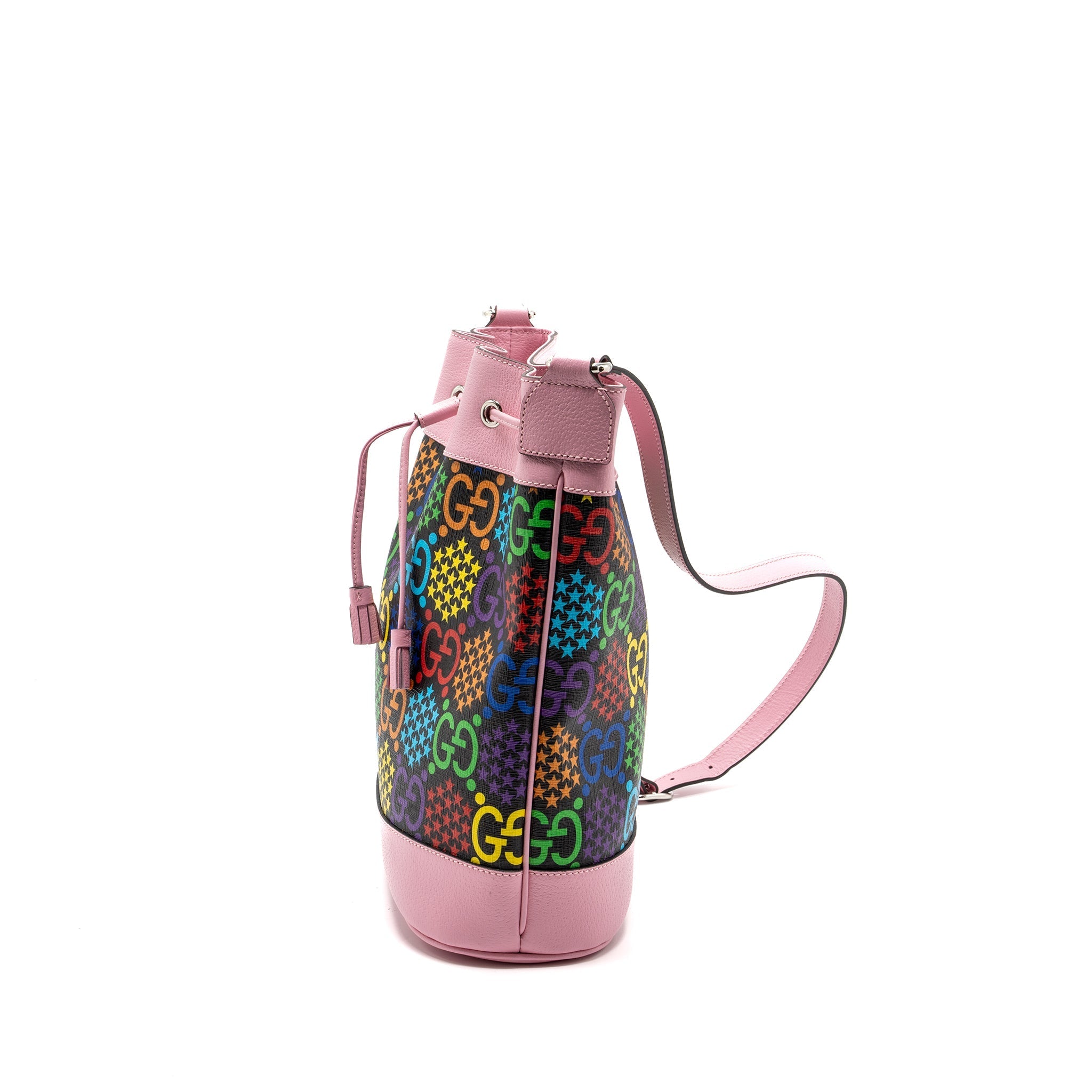 GUCCI LARGE DRAWSTRING BUCKET BAG MULTICOLOUR BLACK / PINK SHW