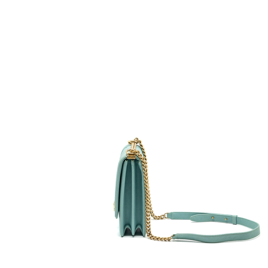 CHANEL NORTH SOUTH BOY BAG CAVIAR LIGHT BLUE GHW