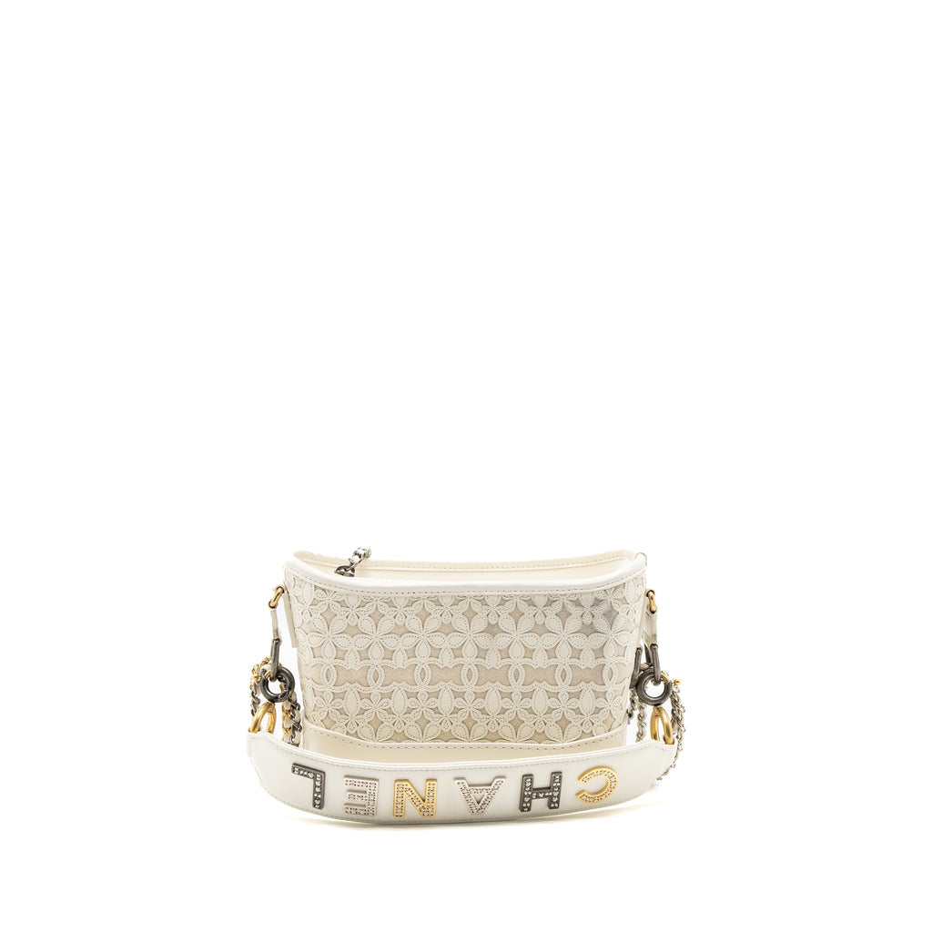 CHANEL SMALL GABRIELLE HOBO BAG LIMITED EDITION CALFSKIN WHITE MULTICOLOUR HARDWARE
