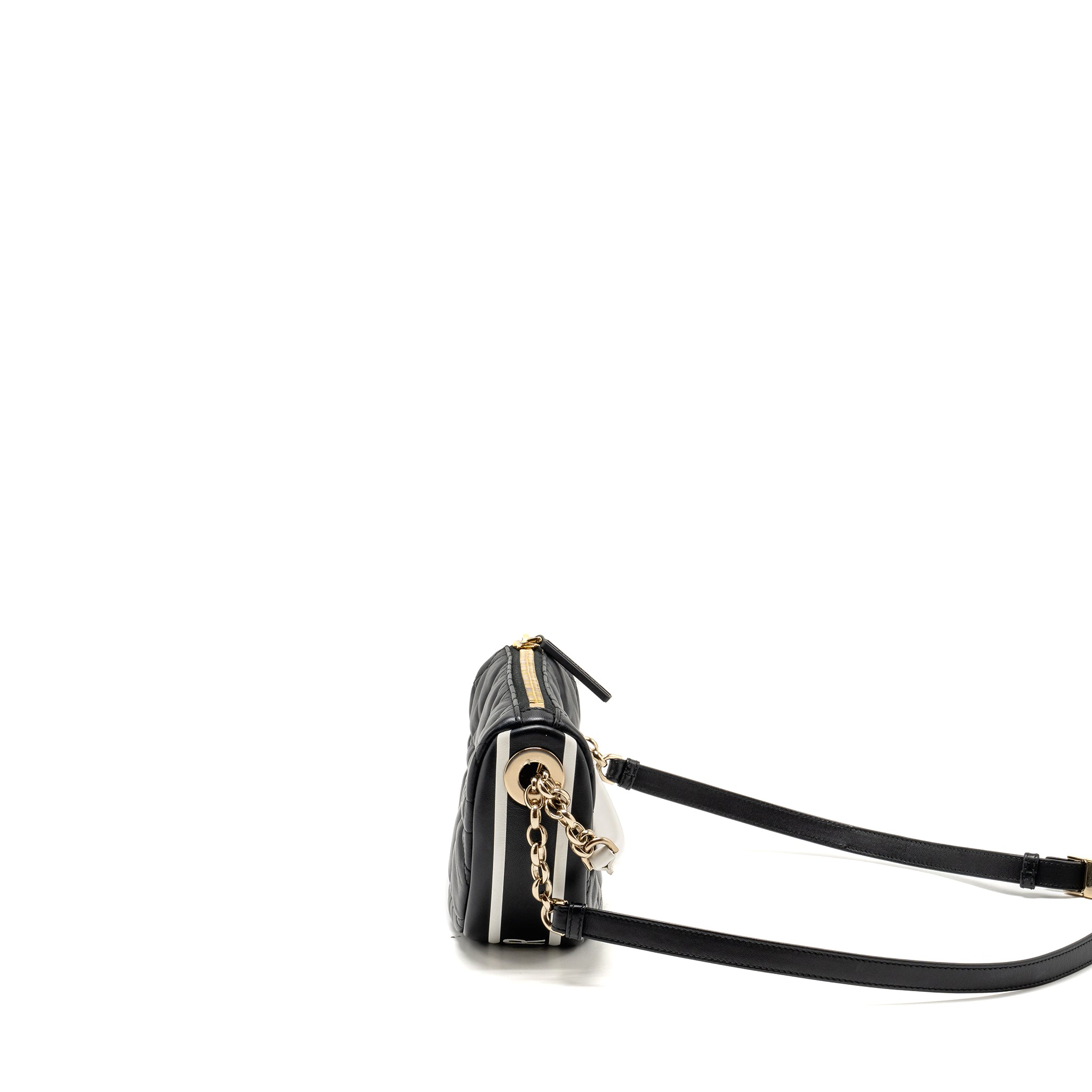 DIOR SMALL VIBE HOBO BAG CANNAGE LAMBSKIN BLACK/WHITE LGHW