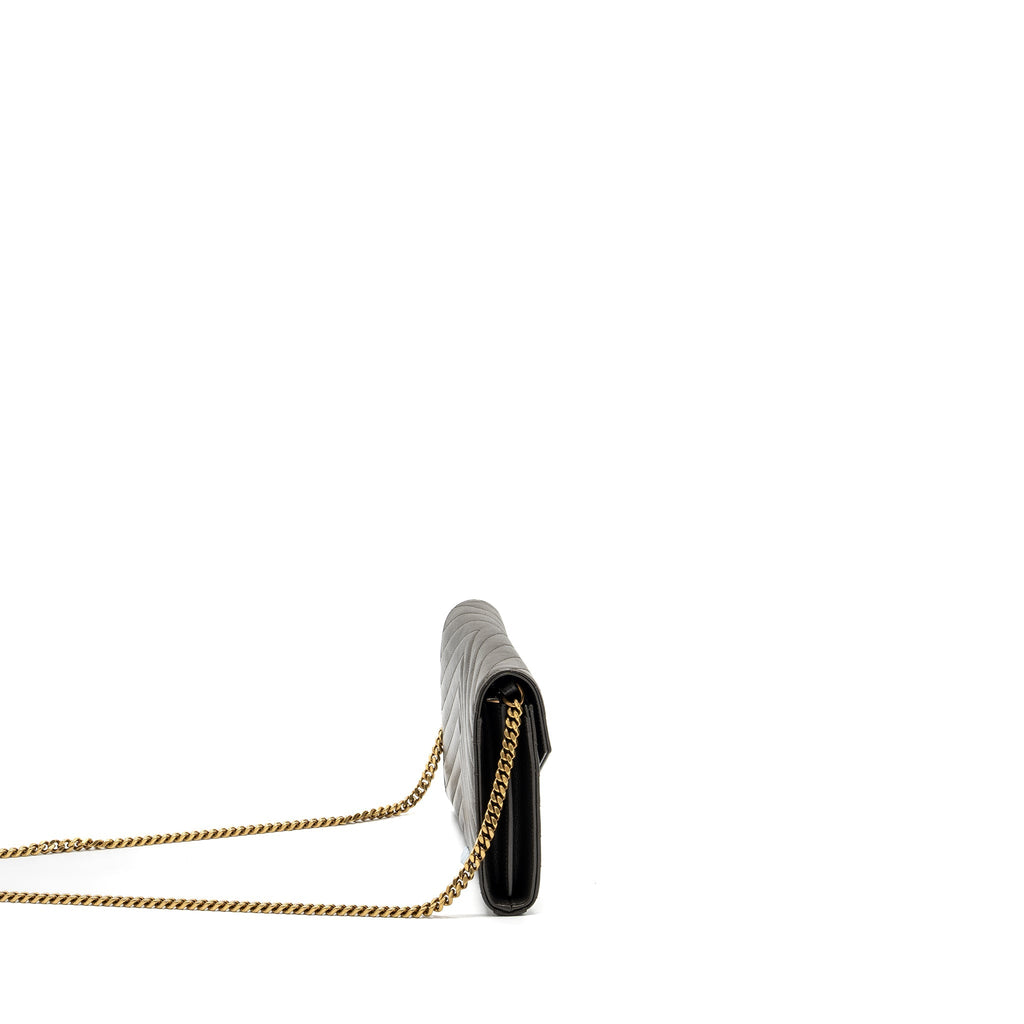 SAINT LAURENT/YSL ENVELOP CHAIN BAG GRAINED CALFSKIN DARK GREEN GHW