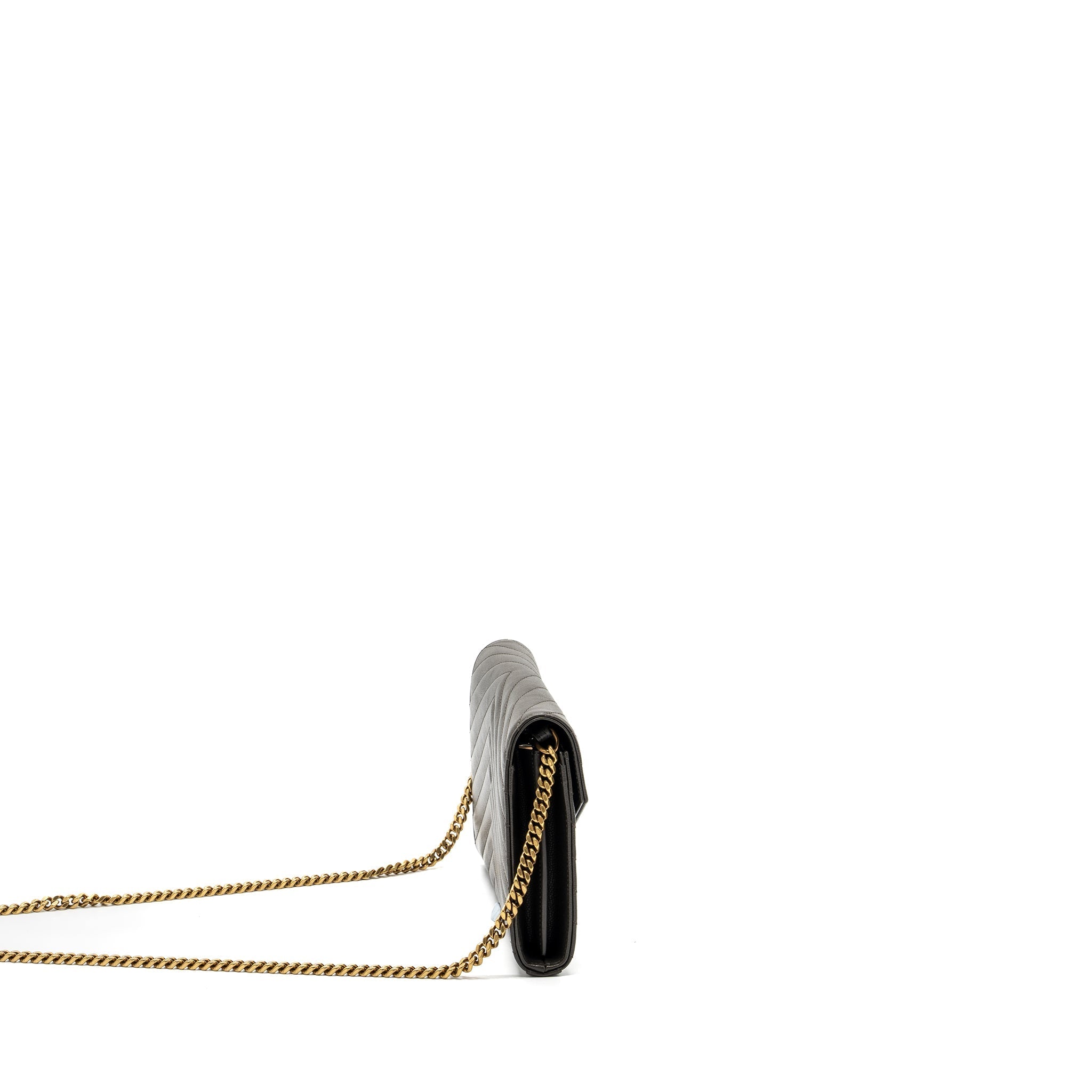 SAINT LAURENT/YSL ENVELOP CHAIN BAG GRAINED CALFSKIN DARK GREEN GHW