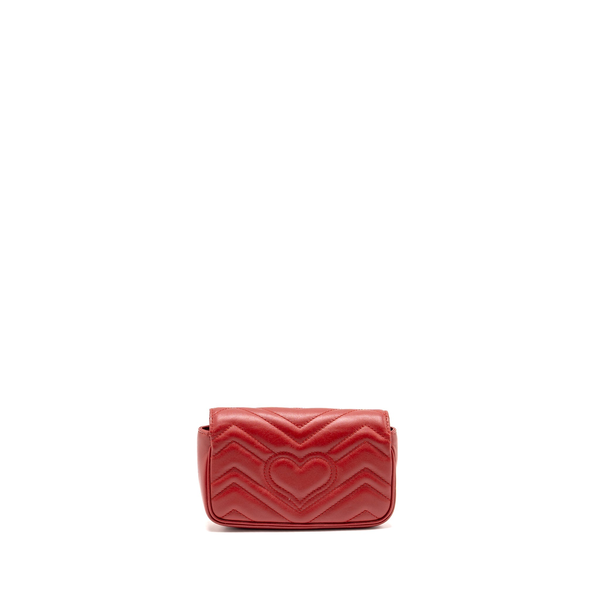 GUCCI GG MARMONT MINI BAG CALFSKIN RED BRUSHED GHW