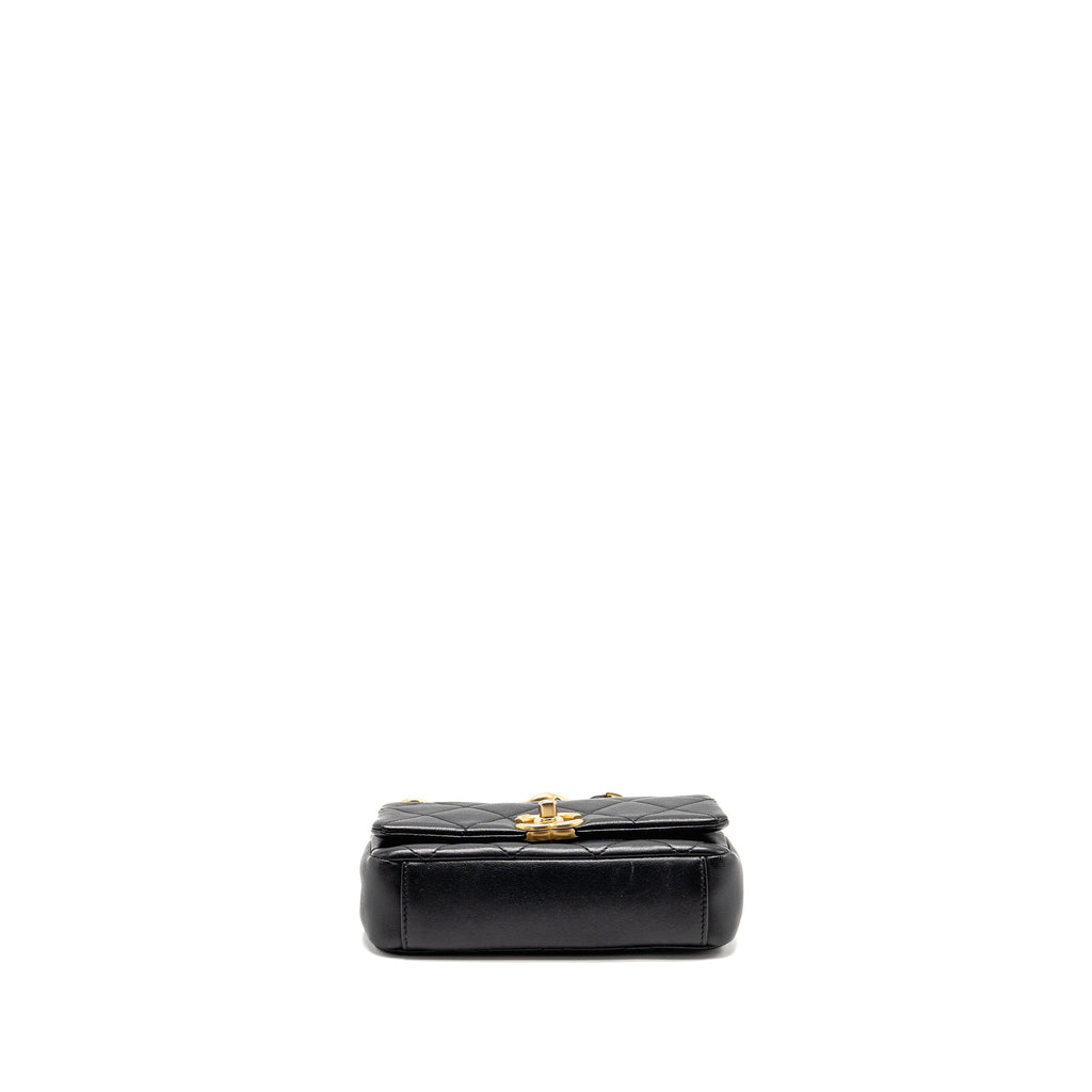 CHANEL SMALL CHAIN IS MORE FLAP BAG LAMBSKIN BLACK GHW