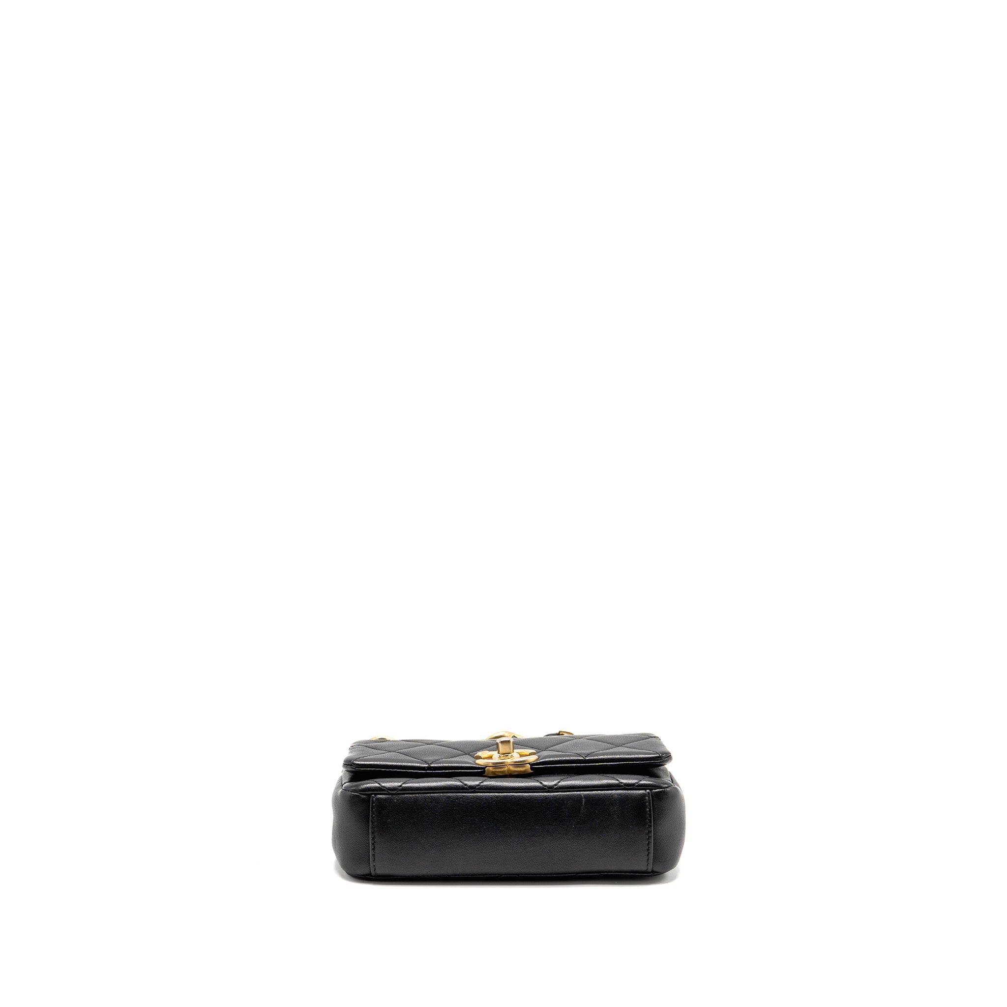 CHANEL SMALL CHAIN IS MORE FLAP BAG LAMBSKIN BLACK GHW